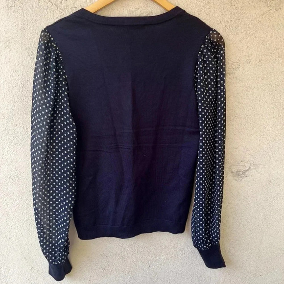 NWOT Tommy Hilfiger Navy Blue Polka Dot Long Sleeve Blouse Top Small - Picture 7 of 7